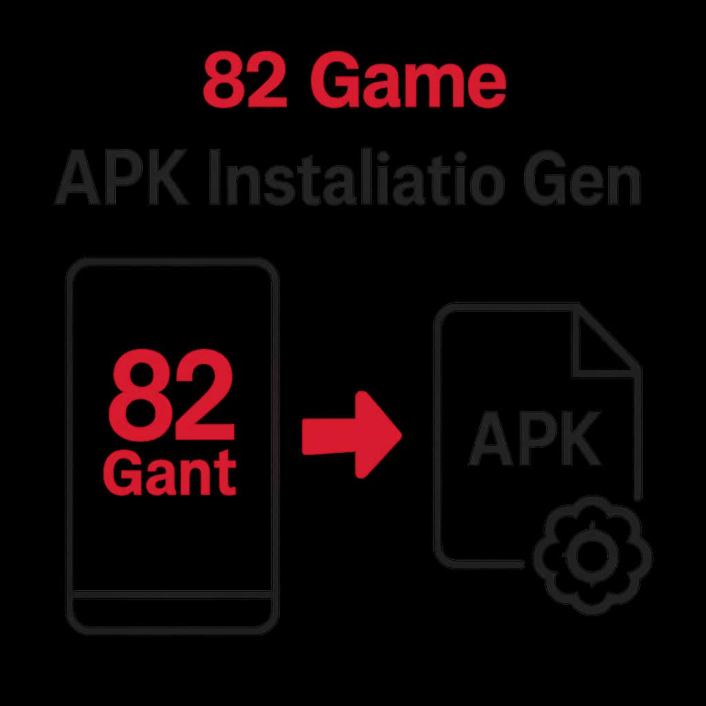 Illustration explaining APK installation steps for 82 Game.