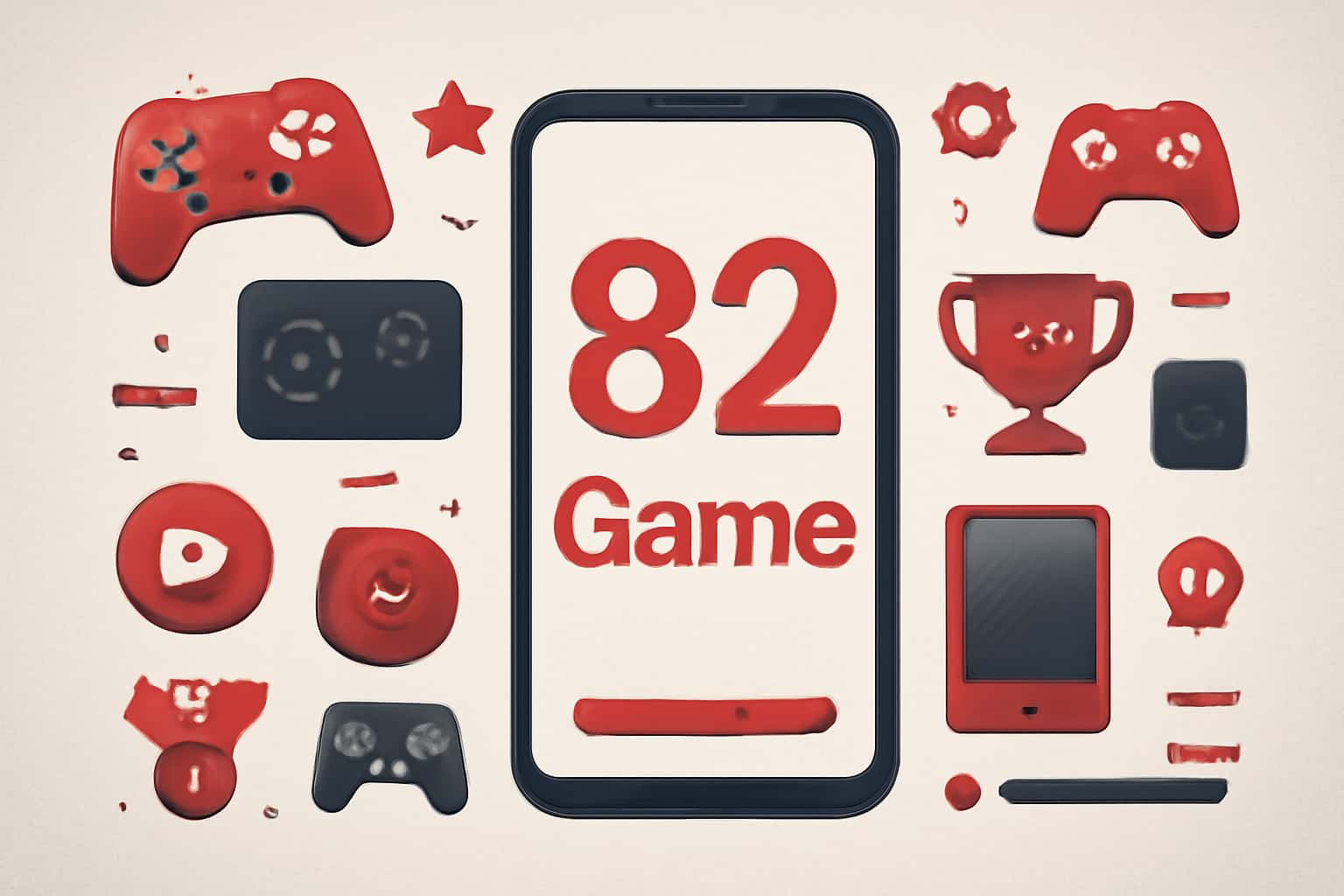 Informational image showcasing features of 82 Game on Android.
