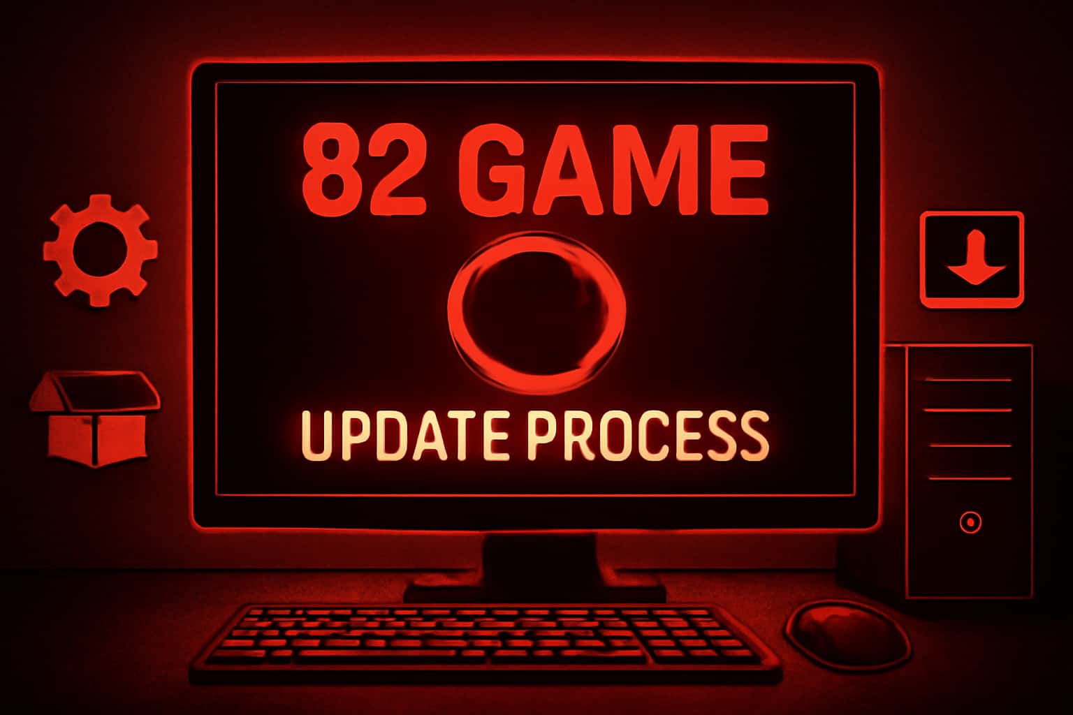 Informational scene depicting the update process of the 82 Game application.