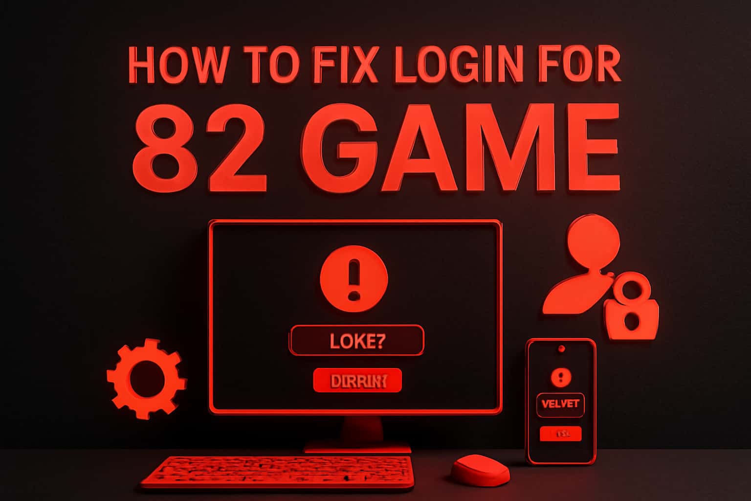 A futuristic design illustrating steps to troubleshoot login issues for 82 Game.