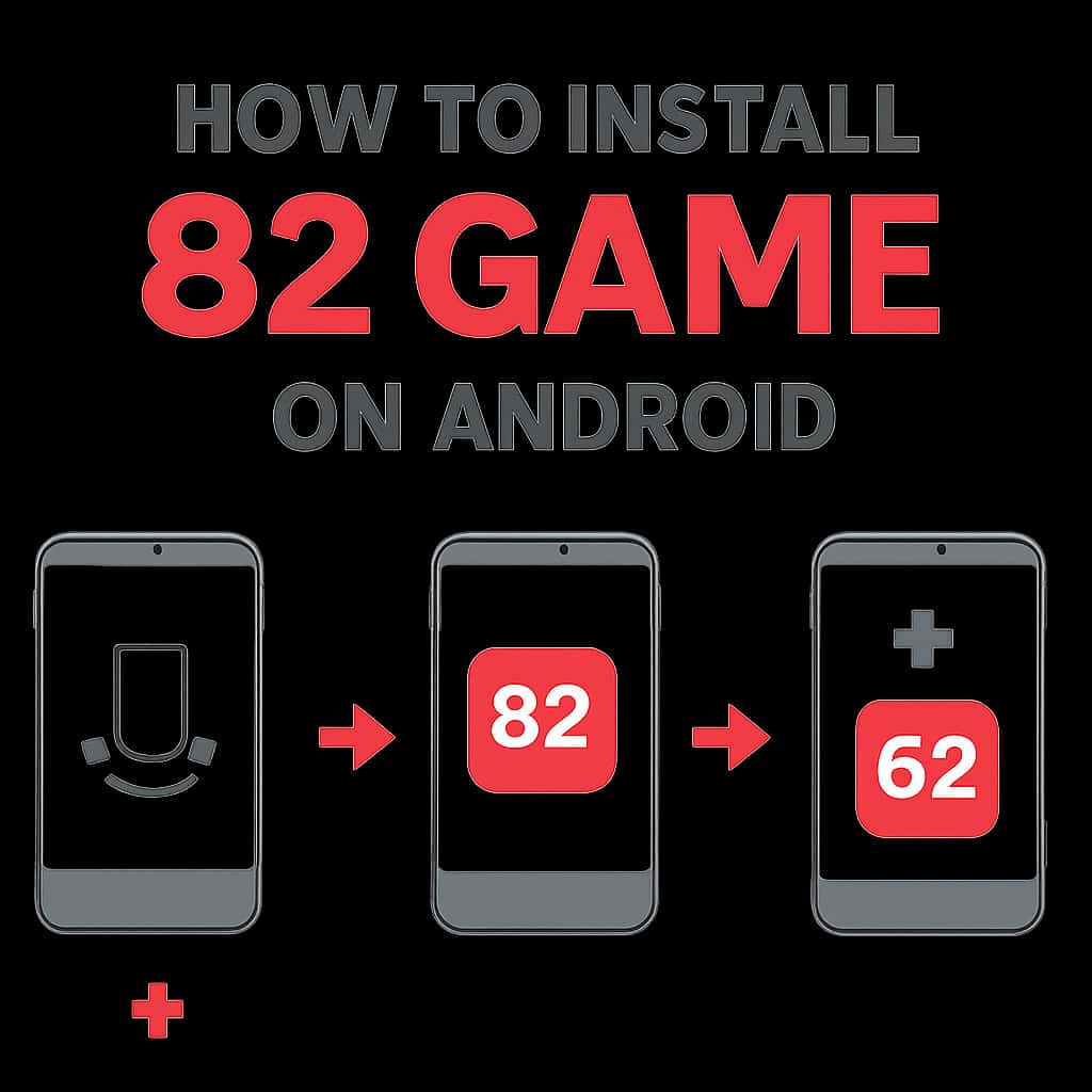 Diagram illustrating steps to install 82 Game on Android.